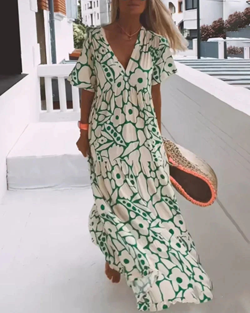 Sophie™ | Robe Ample à Imprimé avec Décolleté en V