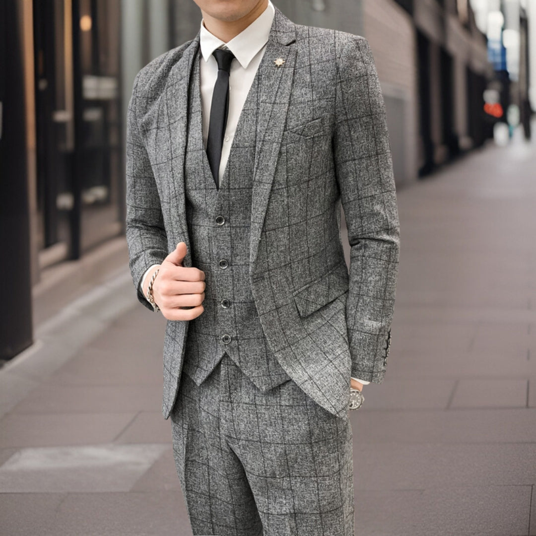 Christiane | Ensemble invitée mariage Damier pour hommes | 3 Pieces