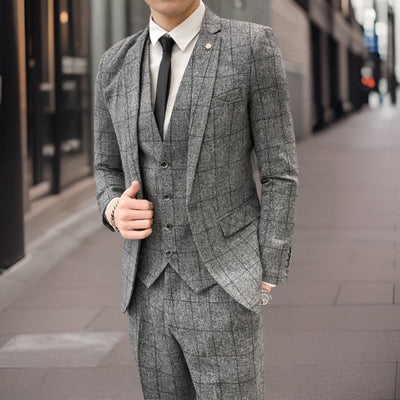 Christiane | Ensemble invitée mariage Damier pour hommes | 3 Pieces