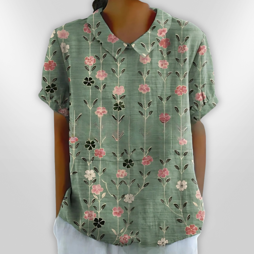 LINA | Blouse en lin à fleurs