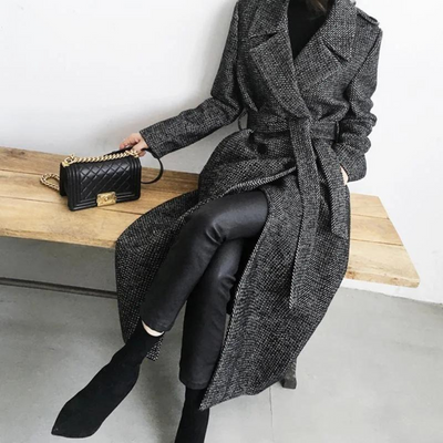 Reshma | Manteau Long En Laine À Carreaux Pour Femmes