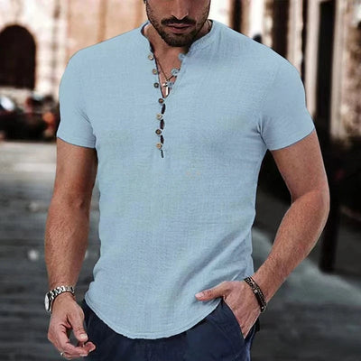 Chemise homme manches courtes – Coupe slim – Tissu respirant – Col boutonné casual