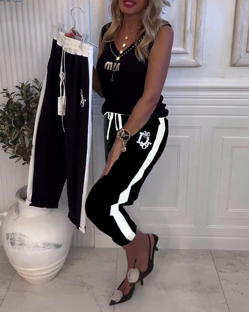 Pantalon décontracté coupe slim avec cordon élastique