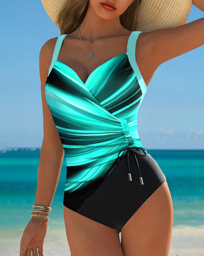 Maillot de bain Une pièce Contrasté avec Lacets