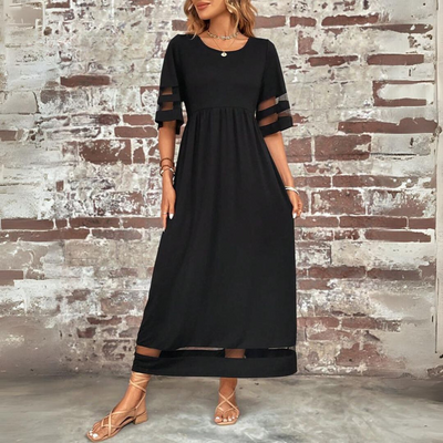 Esme™ | Robe Longue Bohème Structurée avec Détails Voilés