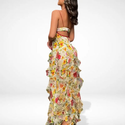 Robe longue à volants fleuris pour femmes – Lynnette