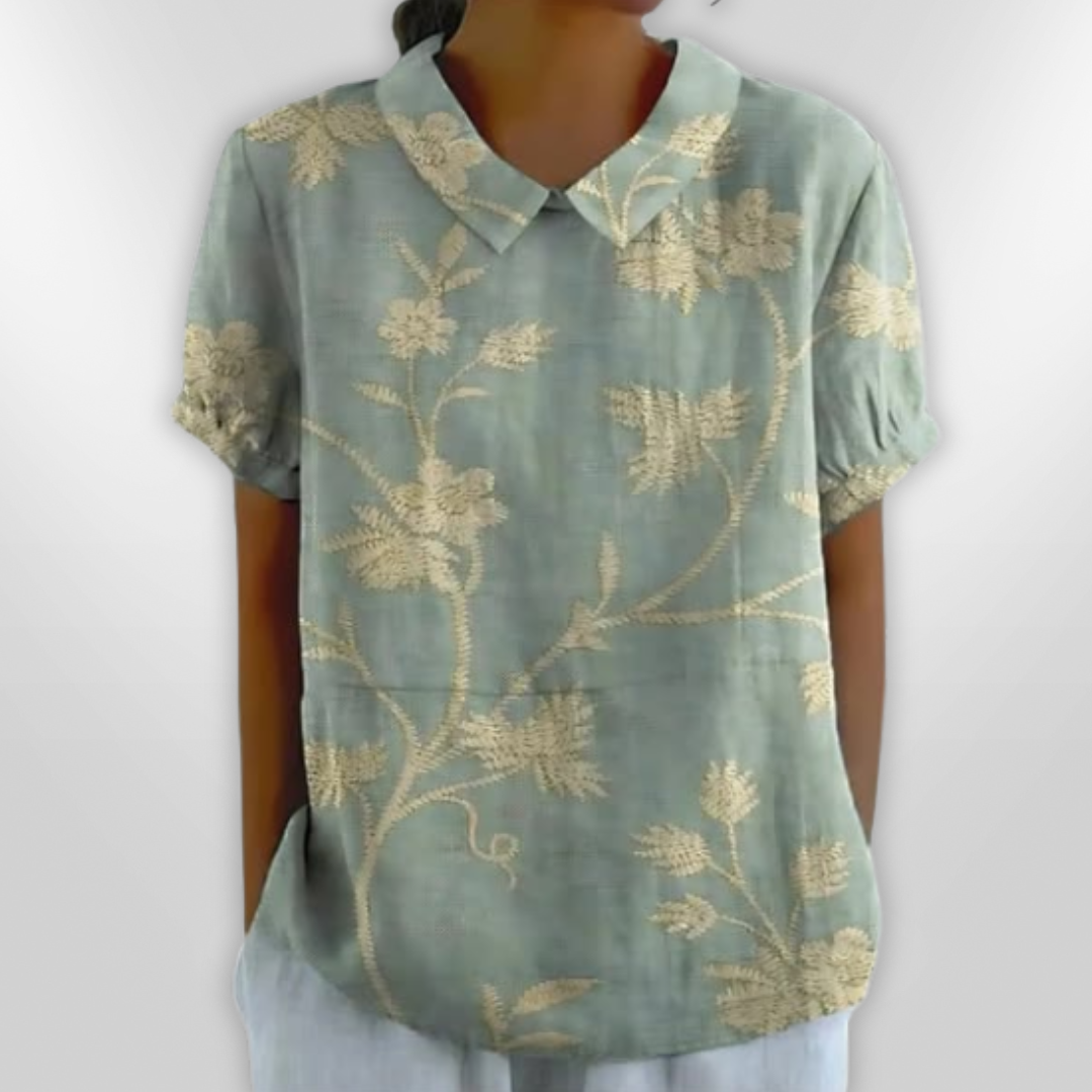 LINA | Blouse en lin à fleurs
