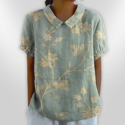 LINA | Blouse en lin à fleurs