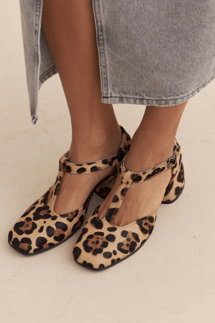 Margherita™ | Chaussures T-strap à imprimé animalier