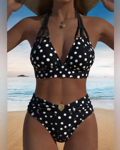 Maillot de bain sexy à pois en deux pièces