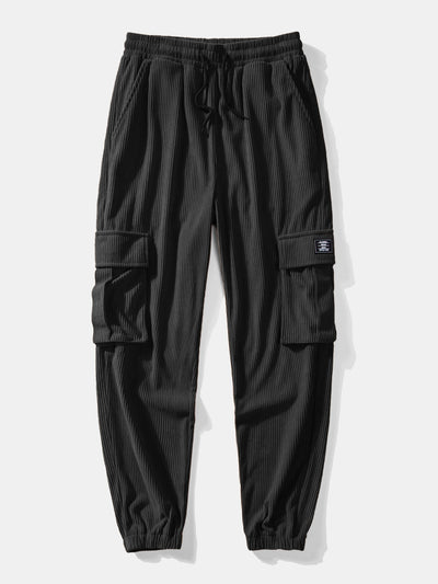 Sweat à capuche en peluche à imprimé aztèque et pantalon de jogging cargo en velours côtelé à cordon de serrage