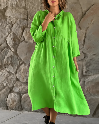 ADARE - Robe Décontractée en Coton et Lin
