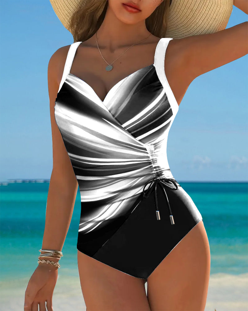 Maillot de bain Une pièce Contrasté avec Lacets
