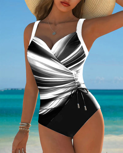 Maillot de bain Une pièce Contrasté avec Lacets