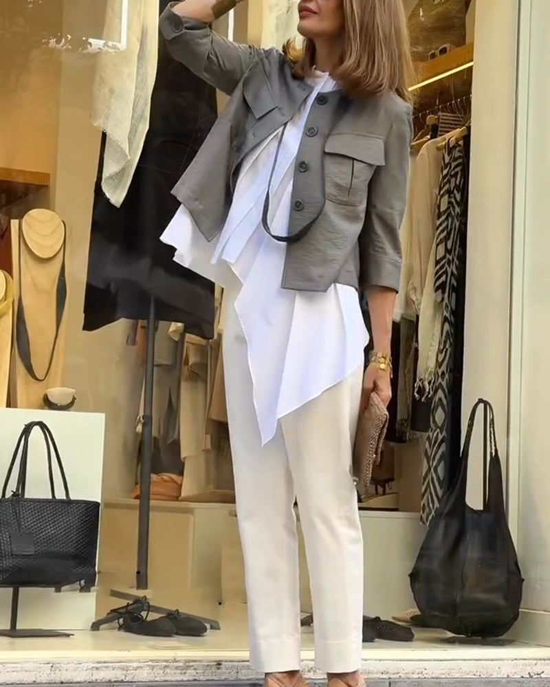 Blouse À La Mode Plissé Décontracté