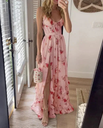 Carlota | Robe d'invitée de Mariage fleurie  pour femme | Maxi