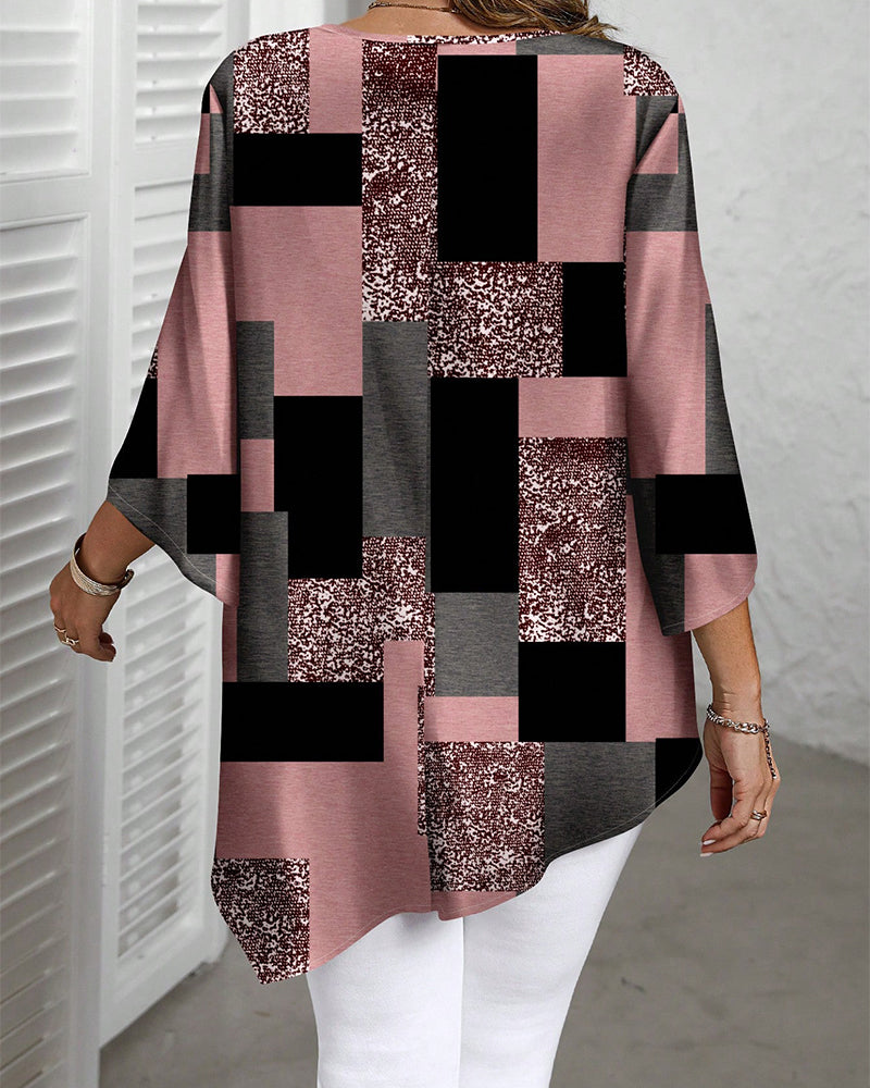 Blouse À Carreaux Décontractée Large