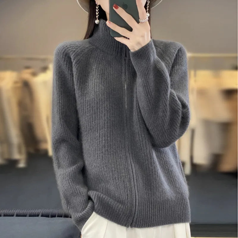 Elsa™ - Cardigan en laine super doux avec fermeture éclair