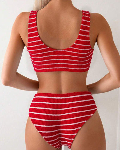Maillot de bain Sexy Push-Up Rayé Vacances Deux-pièces