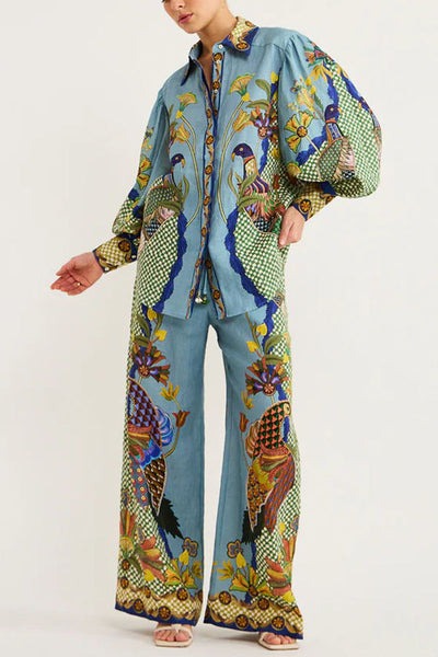 Ensemble à imprimé unique et ensoleillé satin