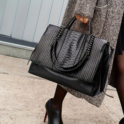 Makenna - Élégant et spacieux sac à bandoulière et à ordinateur portable noir pour femmes, parfait pour toutes les saisons