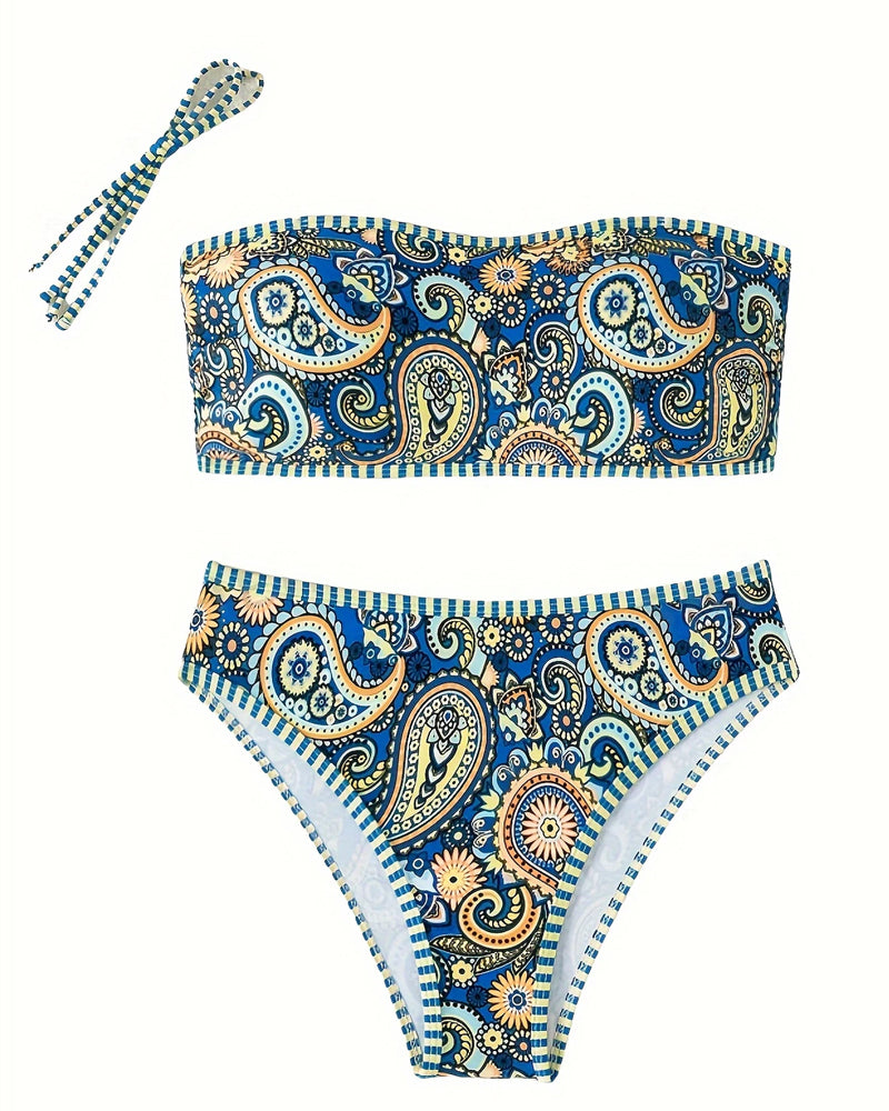 Maillot de Bain Deux Pièces Style Ethnique Imprimé
