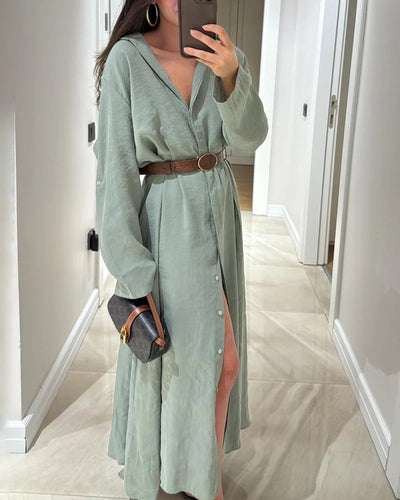 Robe chemise décontractée de couleur unie