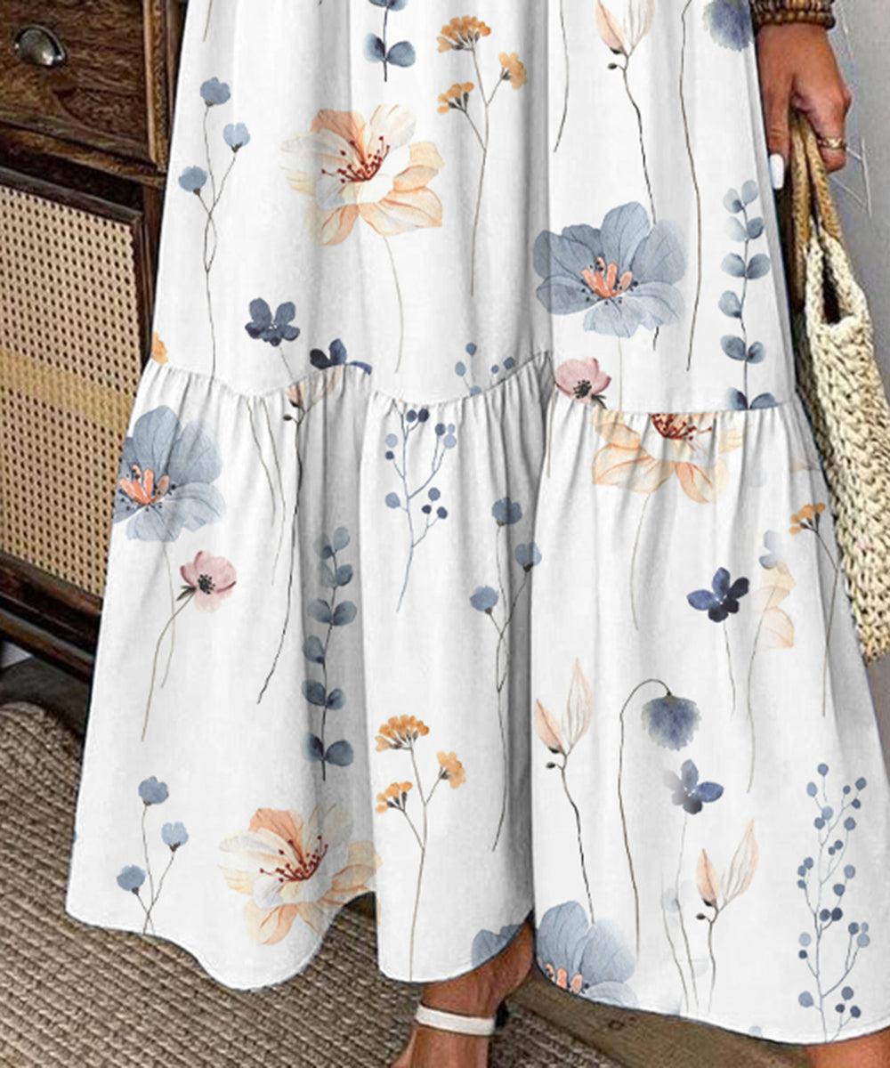 Aurore | Robe Maxi Frisse avec Imprimé & Col