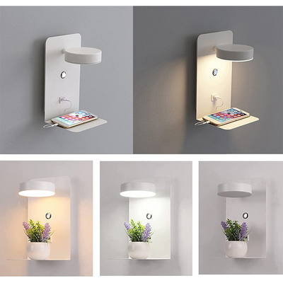 EasyHome | Lampe de chambre à coucher LED dimmable et chargeur de téléphone en un seul appareil
