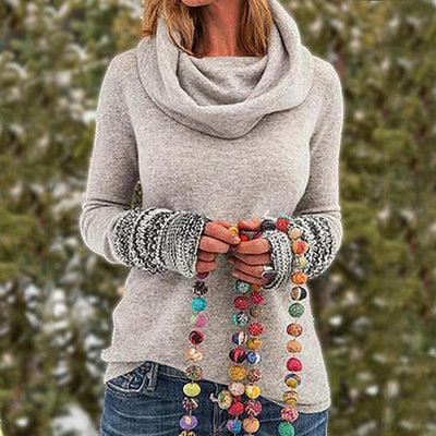 Top en maille femme – Coupe ample – Col bénitier – Poignets texturés – Maille douce