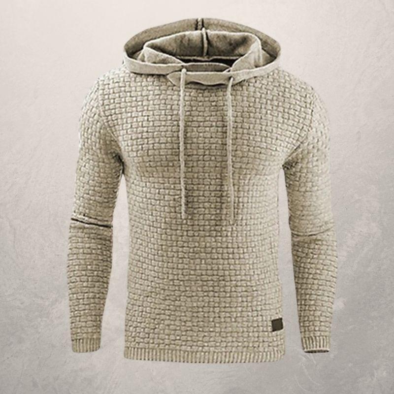Pull homme – Coupe slim – Maille douce texturée – Capuche ajustable – Manches longues
