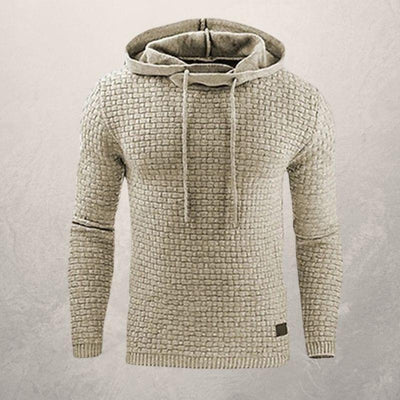 Pull homme – Coupe slim – Maille douce texturée – Capuche ajustable – Manches longues