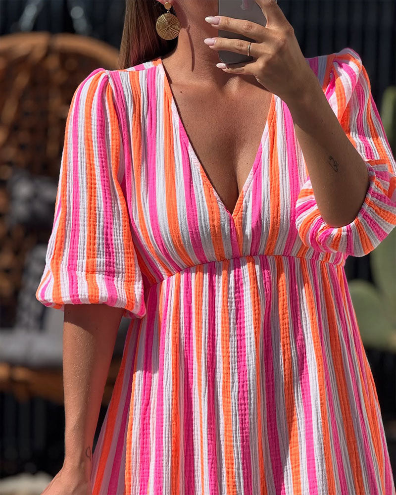 Robe En V Rayée Ligne A