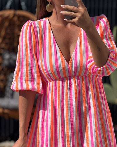 Robe En V Rayée Ligne A