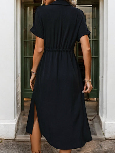 Jacqueline - Robe Midi Avec Patte De Boutonnage Et Fente