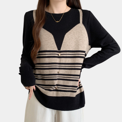 GLORIA - Pull en Tricot À Lignes pour Femmes