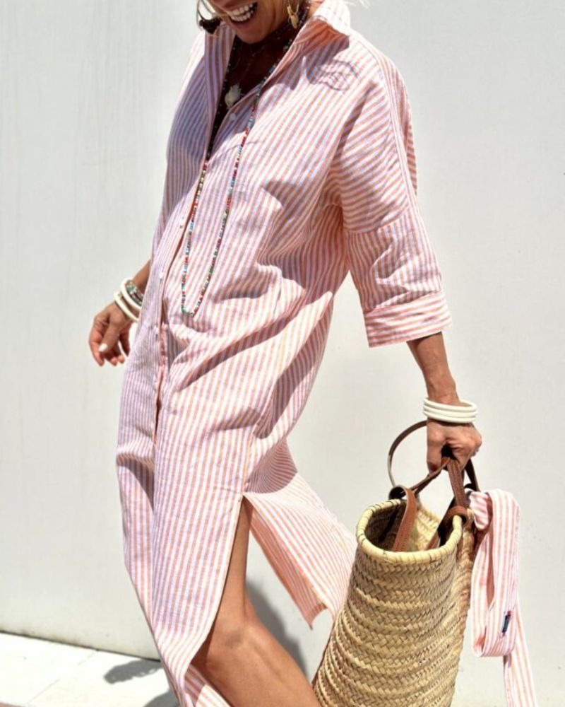 Robe chemise classique à rayures
