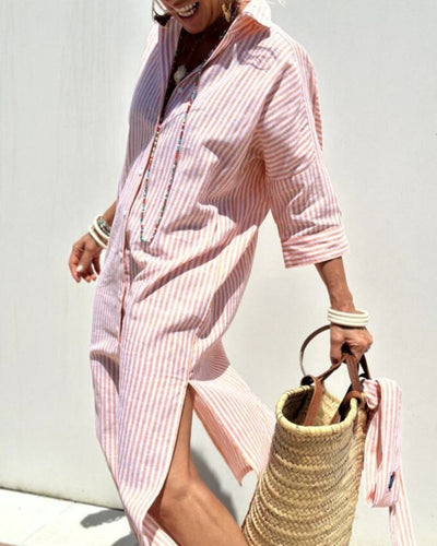 Robe chemise classique à rayures