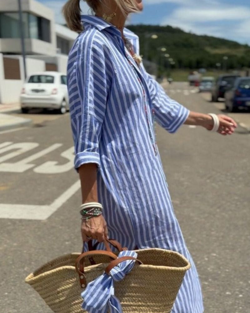 Robe chemise classique à rayures