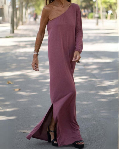 LUNA - Robe Longue Asymétrique à Épaule Unique