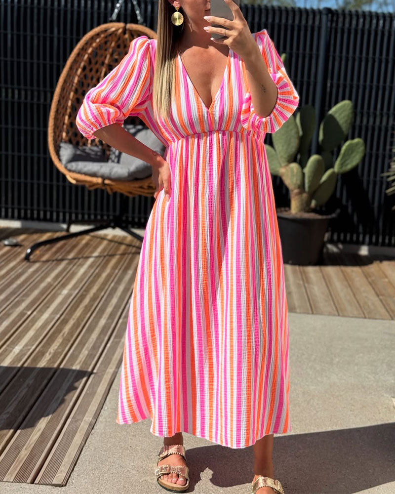Robe En V Rayée Ligne A