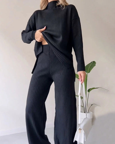 Ensemble deux pièces décontracté à fente chic