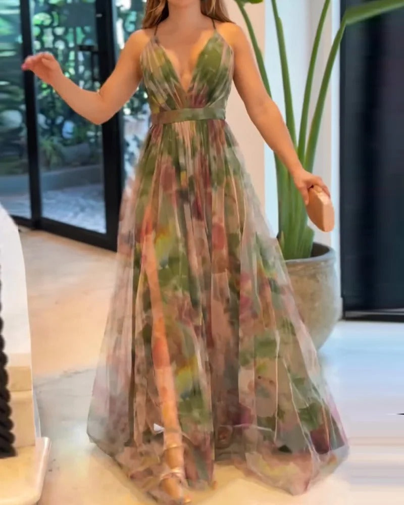 Robe élégante en mousseline imprimée
