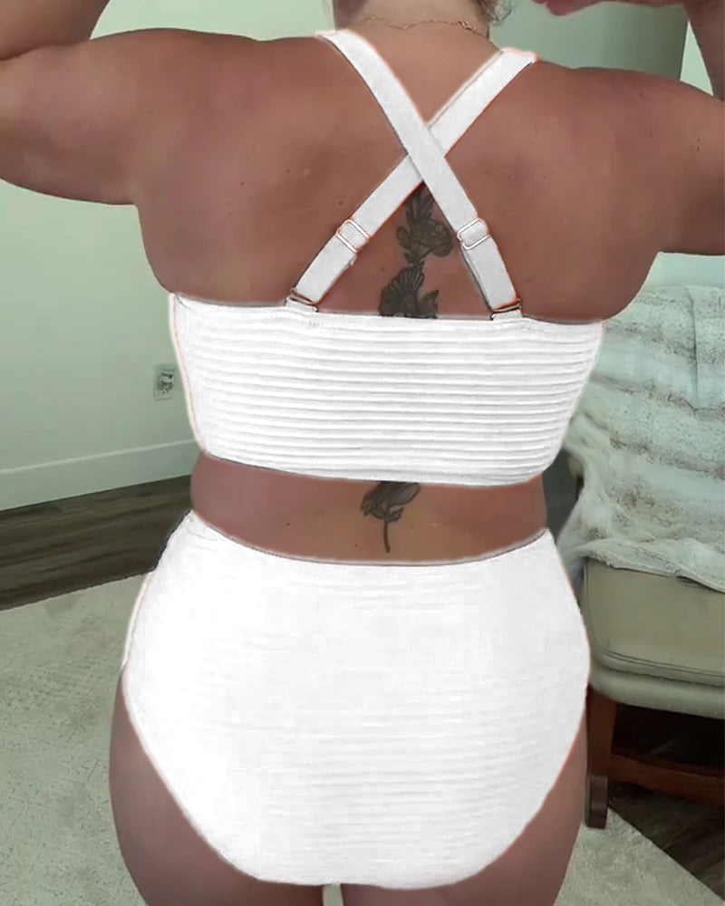 Bikini décontracté triangle de couleur unie