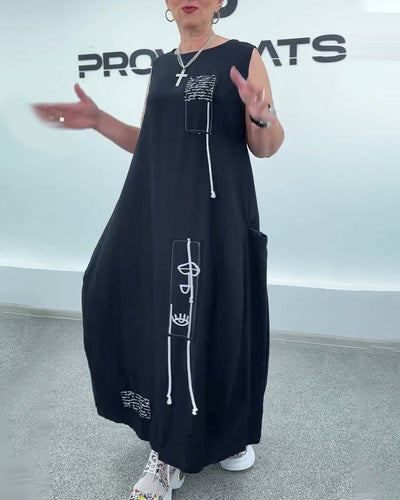 Robe Sans Manches Imprimé Lettre Oversize