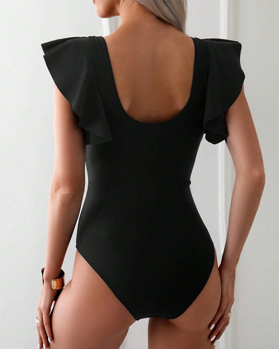 Maillot de bain Volant Réseau Une-pièce