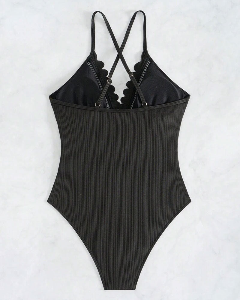 Maillot de Bain Monopièce Uni Sexy Découpé