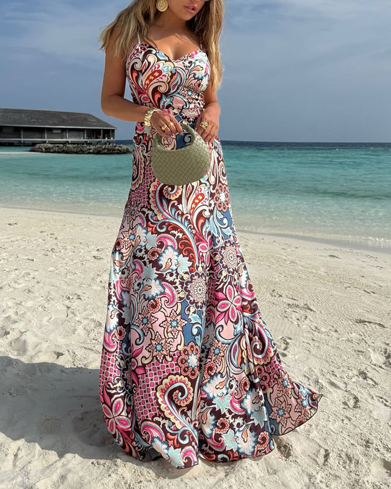 Robe Plage Vacances Imprimé Bandoulière