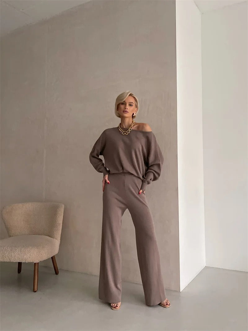 Ella™ - Ensemble de tricot d'hiver élégant en monochrome