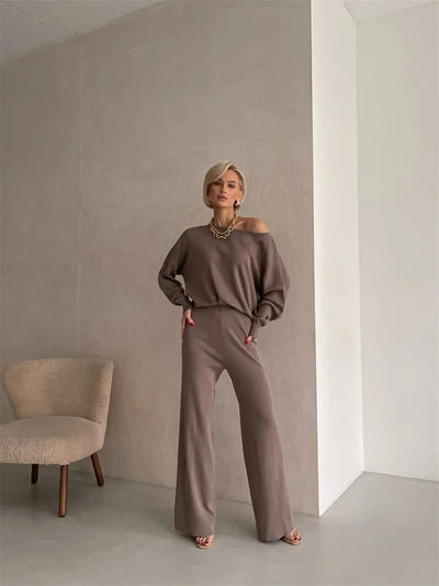 Ella™ - Ensemble de tricot d'hiver élégant en monochrome